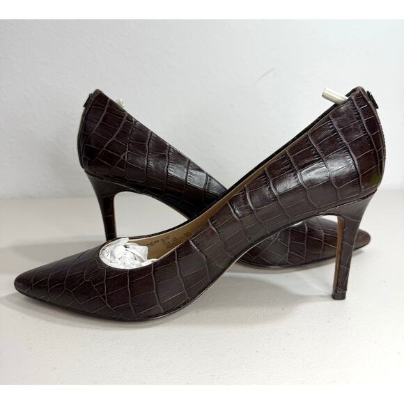 Coach Smith Classic Crocodile Chestnut Leather Heels Size 9.5B - Picture 5 of 13